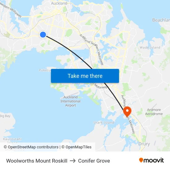 Woolworths Mount Roskill to Conifer Grove map