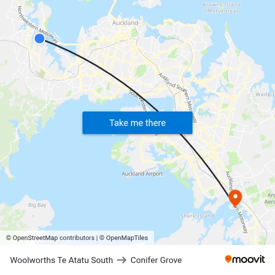 Woolworths Te Atatu South to Conifer Grove map