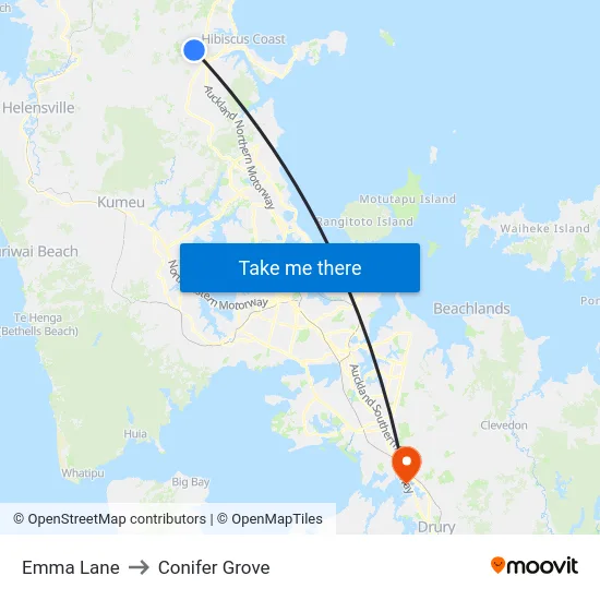 Emma Lane to Conifer Grove map