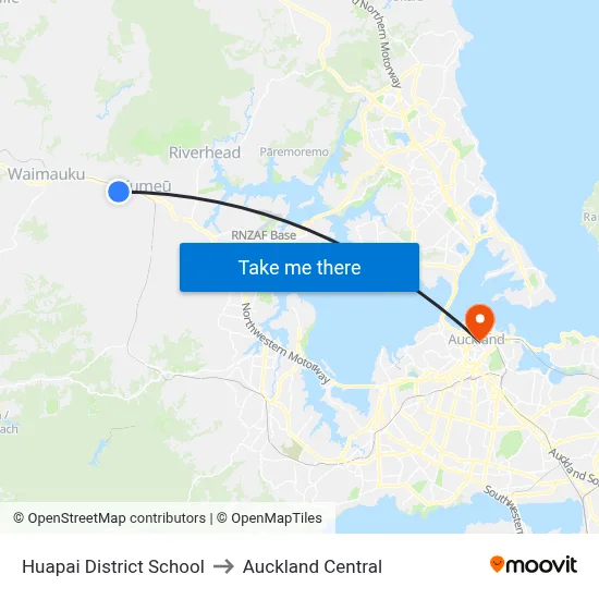 Huapai District School to Auckland Central map