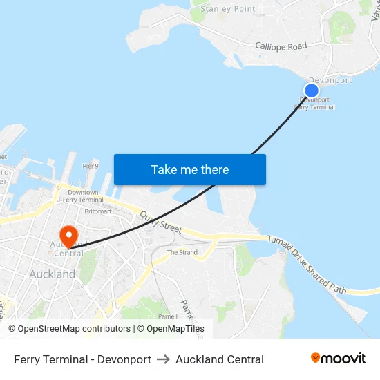 Ferry Terminal - Devonport to Auckland Central map