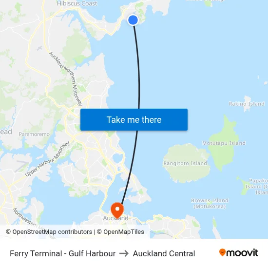 Ferry Terminal - Gulf Harbour to Auckland Central map