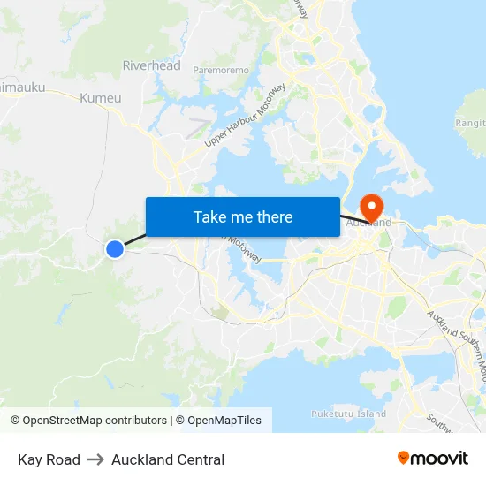 Kay Road to Auckland Central map