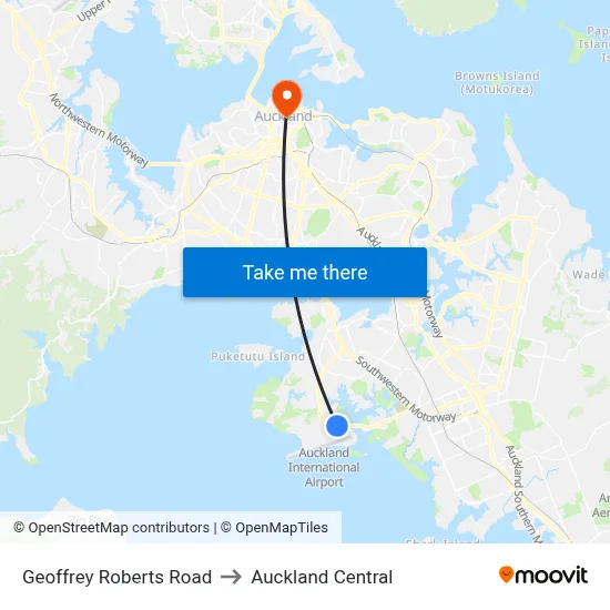 Geoffrey Roberts Road to Auckland Central map