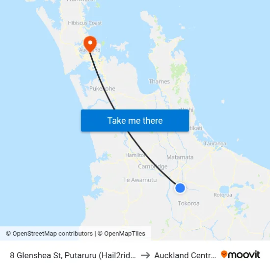 8 Glenshea St, Putaruru (Hail2ride) to Auckland Central map