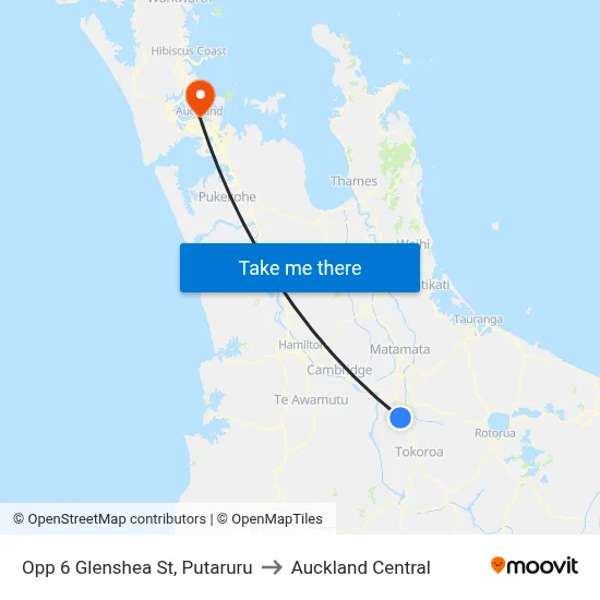 Opp 6 Glenshea St, Putaruru to Auckland Central map