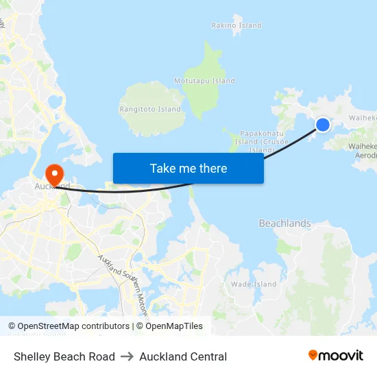 Shelley Beach Road to Auckland Central map