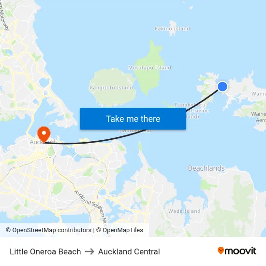 Little Oneroa Beach to Auckland Central map