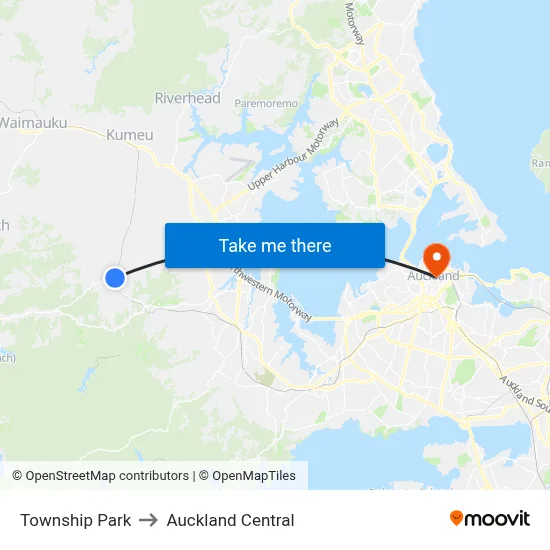 Township Park to Auckland Central map