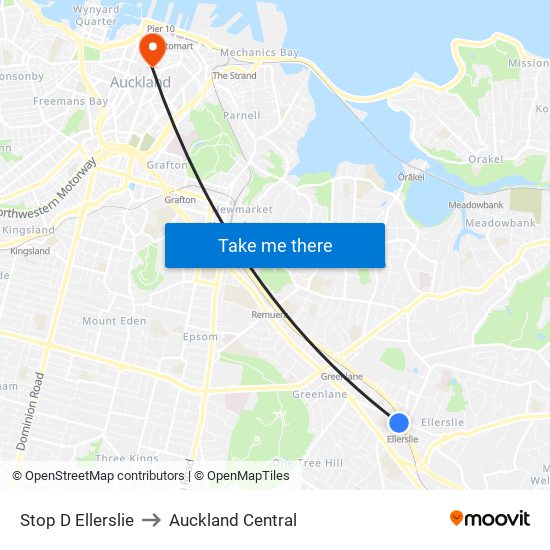 Stop D Ellerslie to Auckland Central map