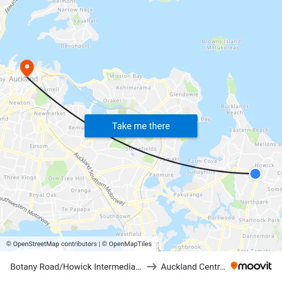 Botany Road/Howick Intermediate to Auckland Central map