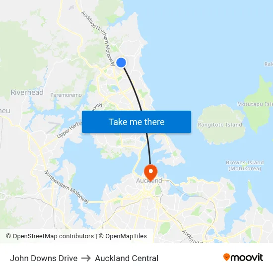 John Downs Drive to Auckland Central map
