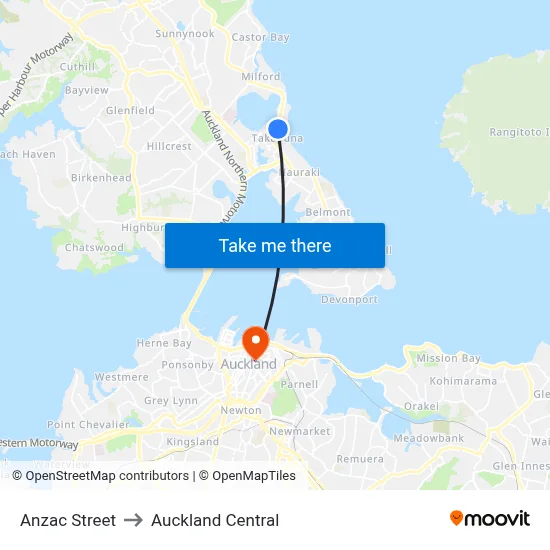 Anzac Street to Auckland Central map
