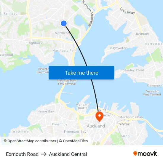 Exmouth Road to Auckland Central map