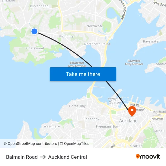 Balmain Road to Auckland Central map