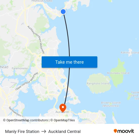 Manly Fire Station to Auckland Central map