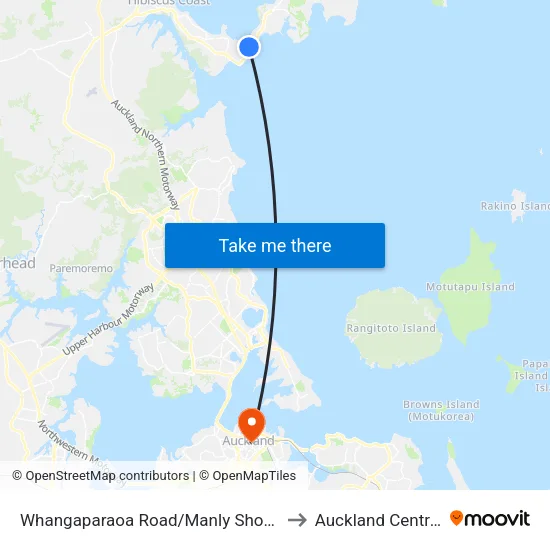 Whangaparaoa Road/Manly Shops to Auckland Central map