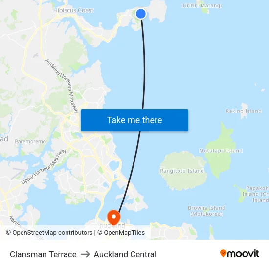 Clansman Terrace to Auckland Central map