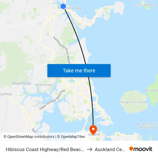 Hibiscus Coast Highway/Red Beach Road to Auckland Central map