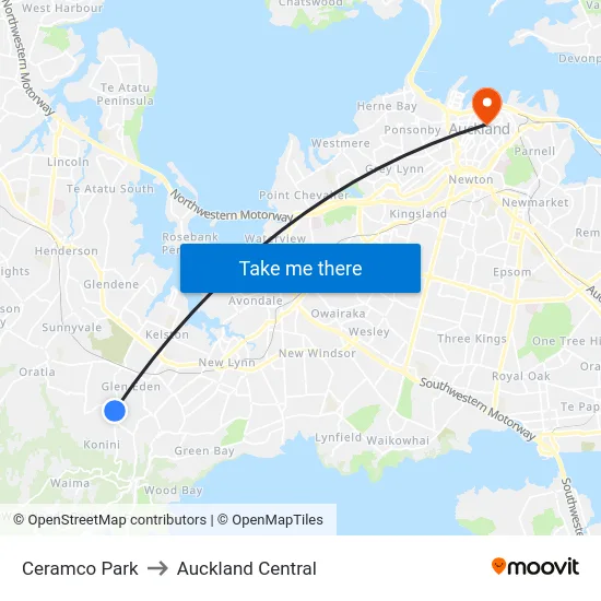 Ceramco Park to Auckland Central map
