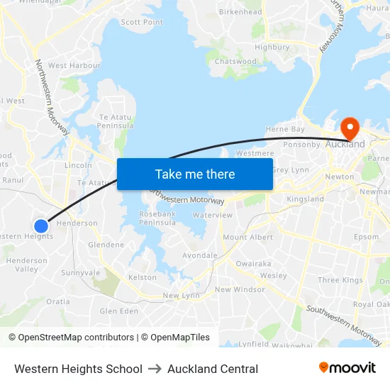 Western Heights School to Auckland Central map