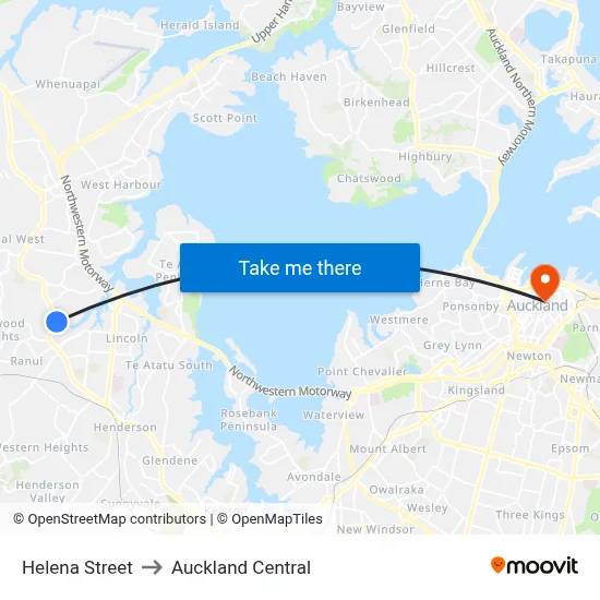 Helena Street to Auckland Central map