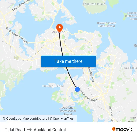 Tidal Road to Auckland Central map
