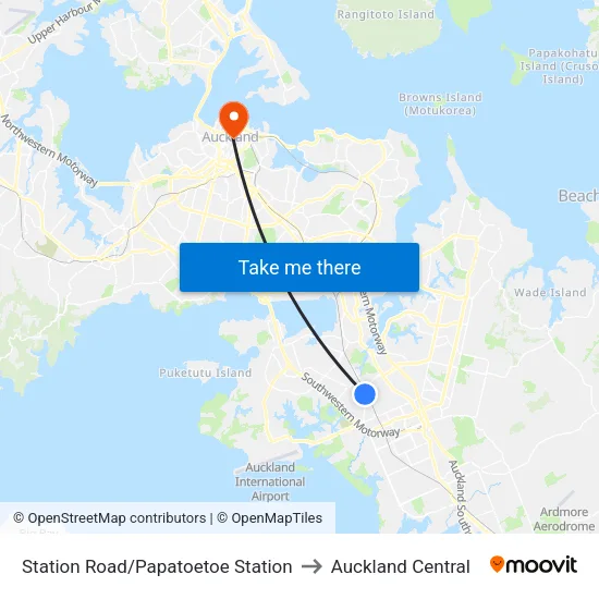 Station Road/Papatoetoe Station to Auckland Central map