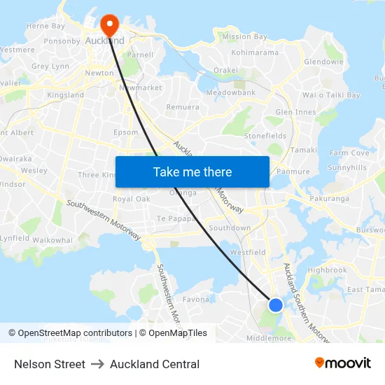 Nelson Street to Auckland Central map