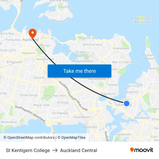 St Kentigern College to Auckland Central map