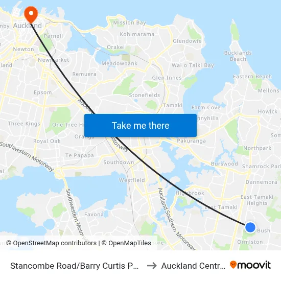 Stancombe Road/Barry Curtis Park to Auckland Central map