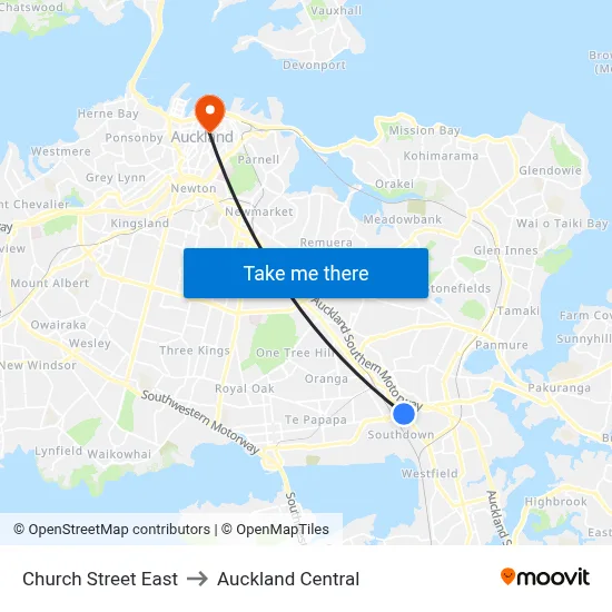Church Street East to Auckland Central map