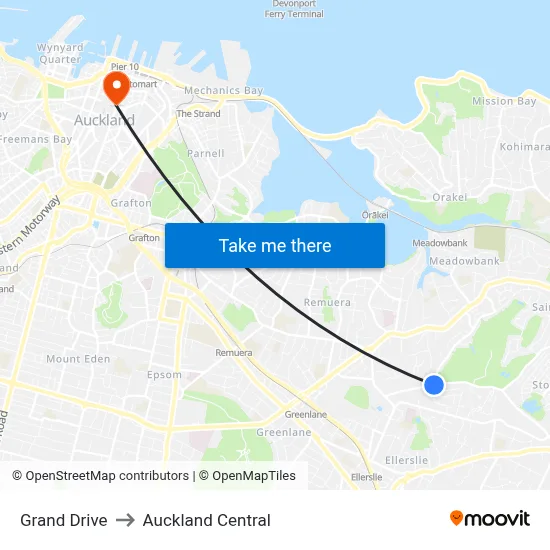 Grand Drive to Auckland Central map