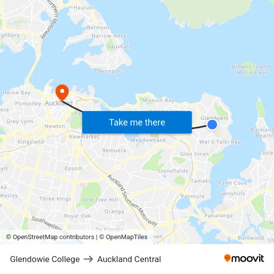 Glendowie College to Auckland Central map