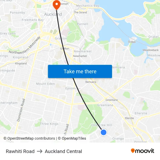 Rawhiti Road to Auckland Central map