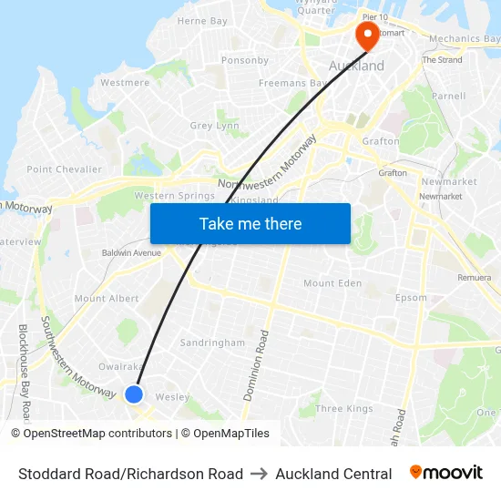 Stoddard Road/Richardson Road to Auckland Central map