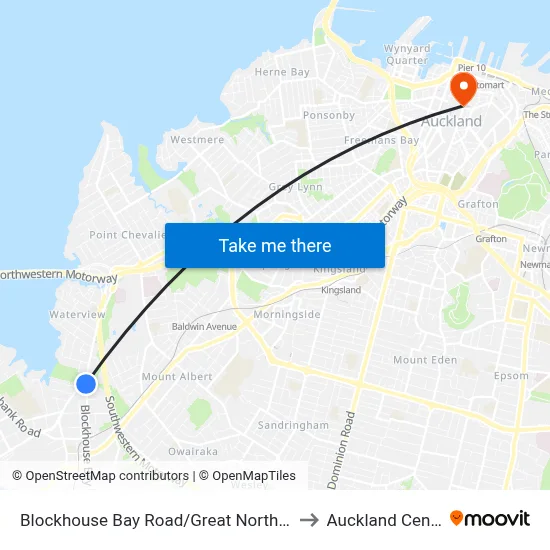 Blockhouse Bay Road/Great North Road to Auckland Central map