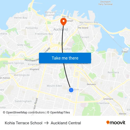 Kohia Terrace School to Auckland Central map