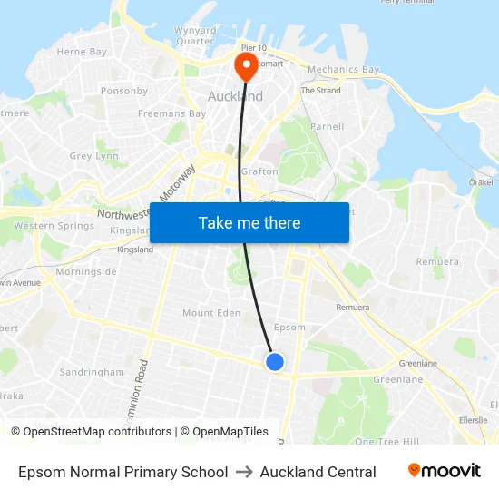 Epsom Normal Primary School to Auckland Central map