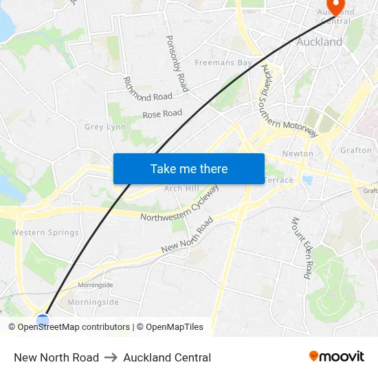 New North Road to Auckland Central map