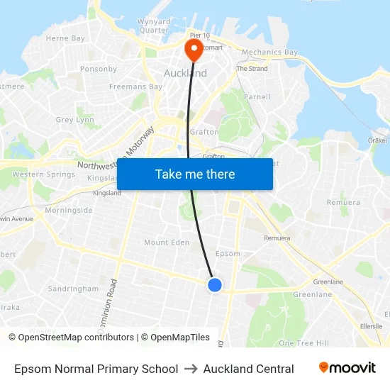 Epsom Normal Primary School to Auckland Central map