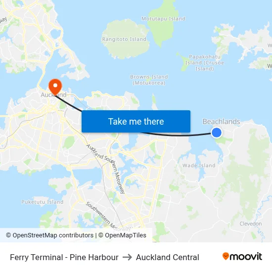 Ferry Terminal - Pine Harbour to Auckland Central map