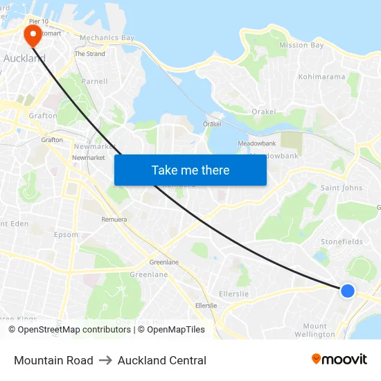 Mountain Road to Auckland Central map