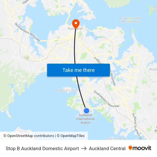 Stop B Auckland Domestic Airport to Auckland Central map