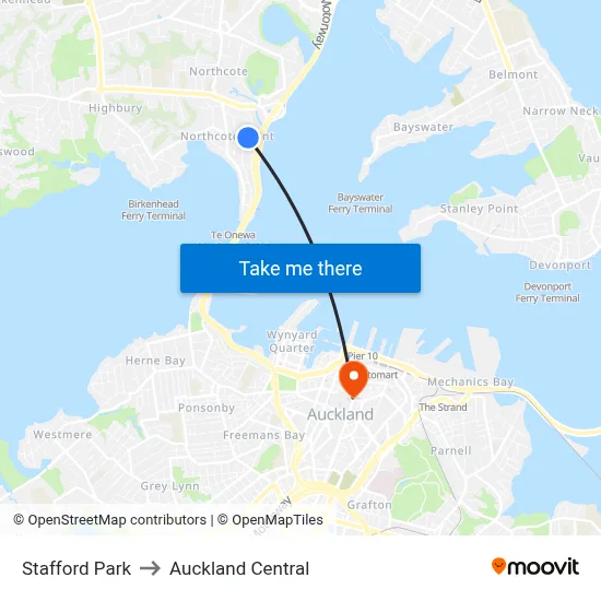 Stafford Park to Auckland Central map