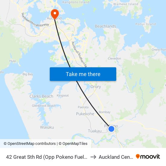 42 Great Sth Rd (Opp Pokeno Fuel Stop) to Auckland Central map