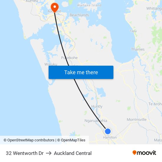 32 Wentworth Dr to Auckland Central map