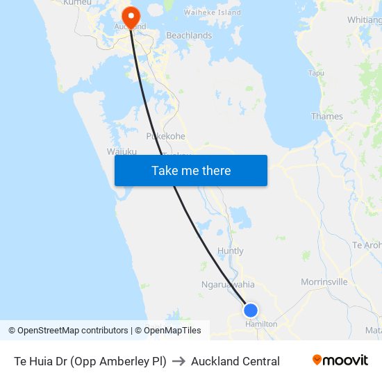 Te Huia Dr (Opp Amberley Pl) to Auckland Central map