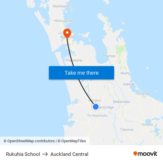 Rukuhia School to Auckland Central map