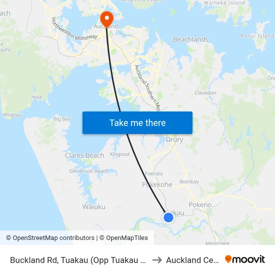Buckland Rd, Tuakau (Opp Tuakau College) to Auckland Central map